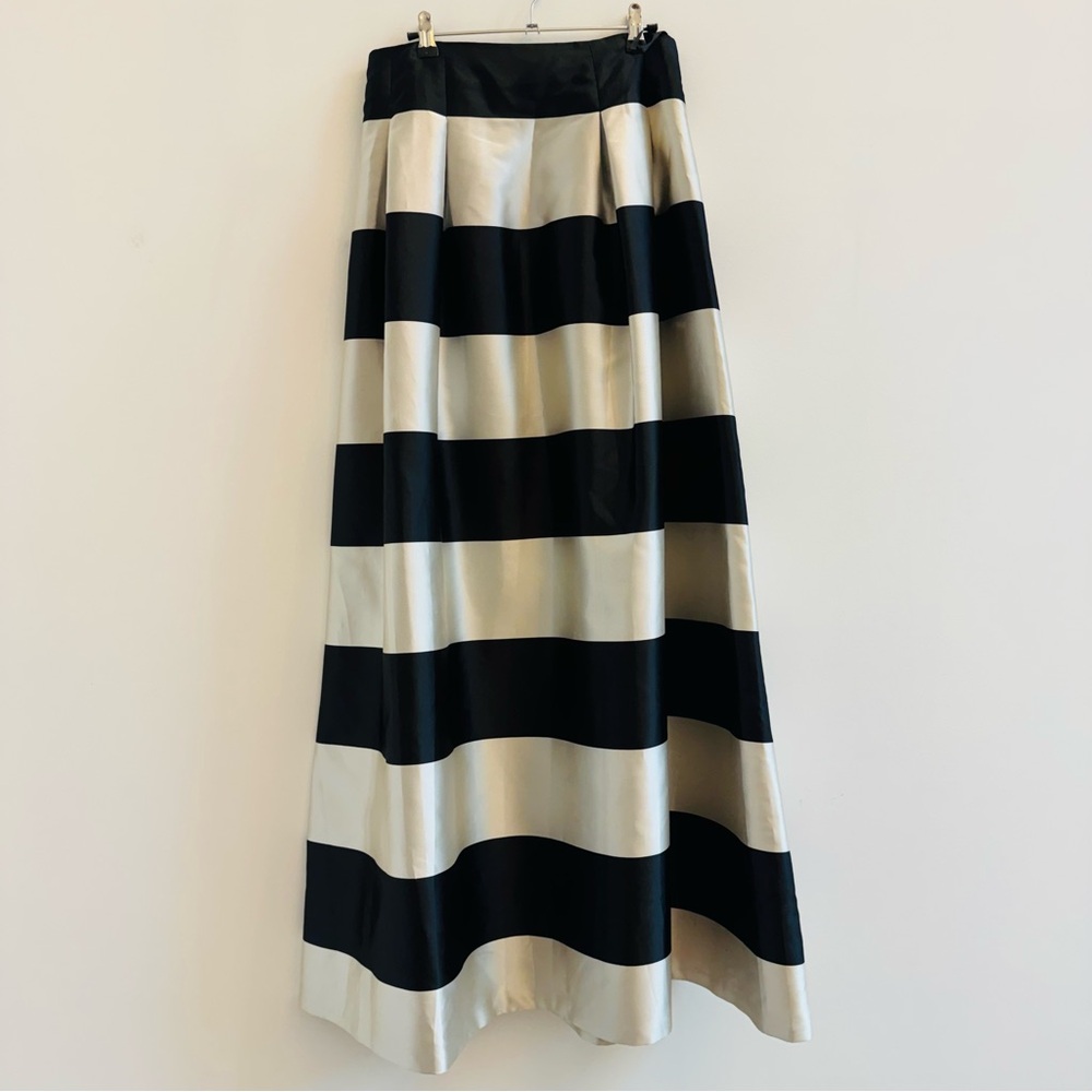 Eliza J Black and Cream Striped Skirt